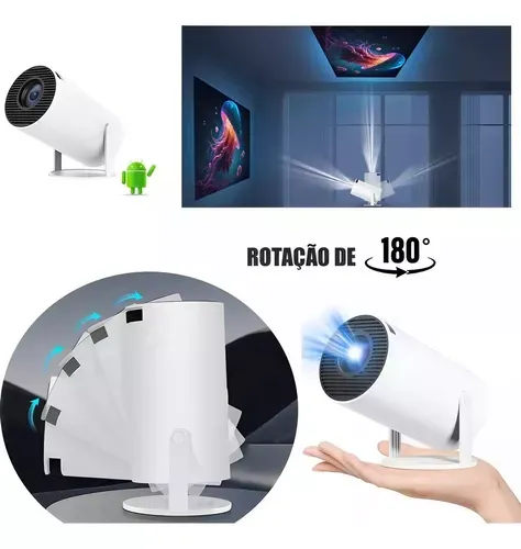 Projetor Portátil HY300 mini projetor branco de 4K