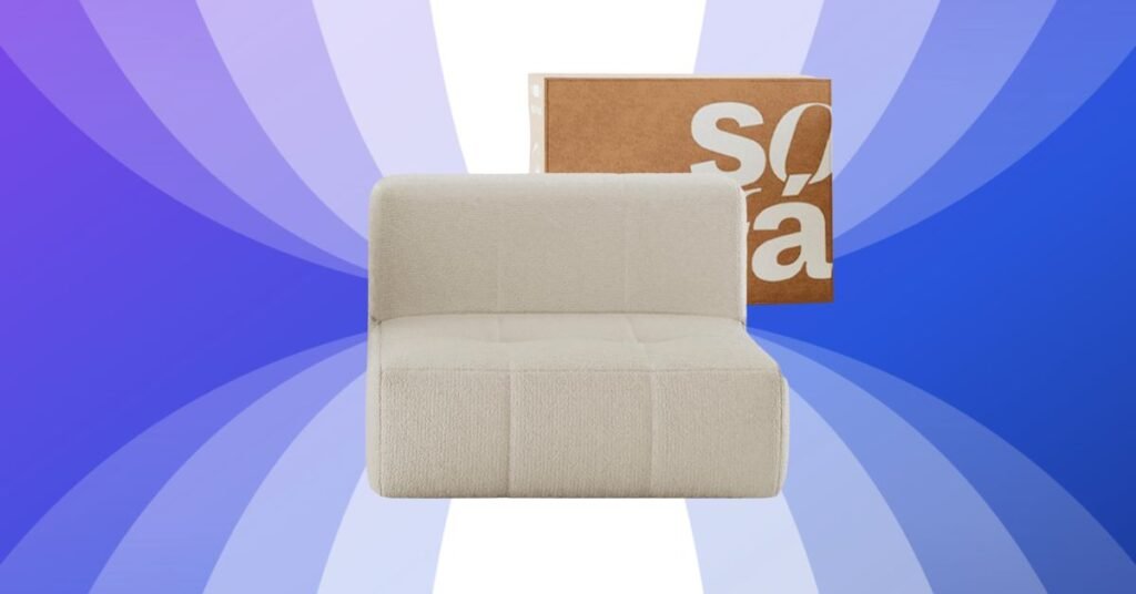 sofá na caixa shopee