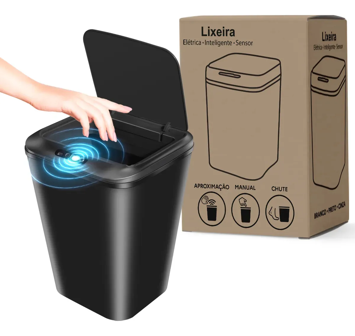 Lixeira inteligente de 16 L cai 60% no preço e moderniza qualquer ambiente