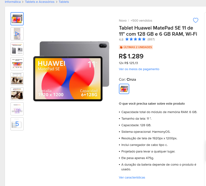 Huawei MatePad SE 11 chega ao Brasil com desconto e aposta em tela grande, som potente e modo infantil - Imagem do artigo original