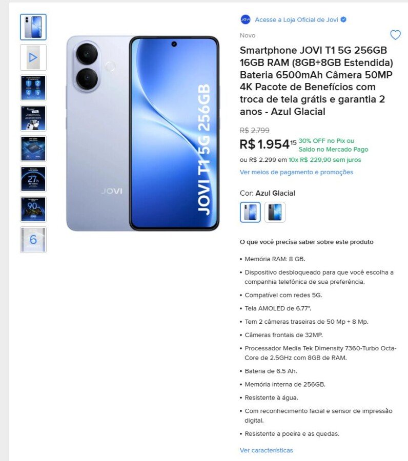 JOVI T1 5G chega ao Brasil com bateria de 6500 mAh e carga de 90 W; vale a pena? - Imagem do artigo original