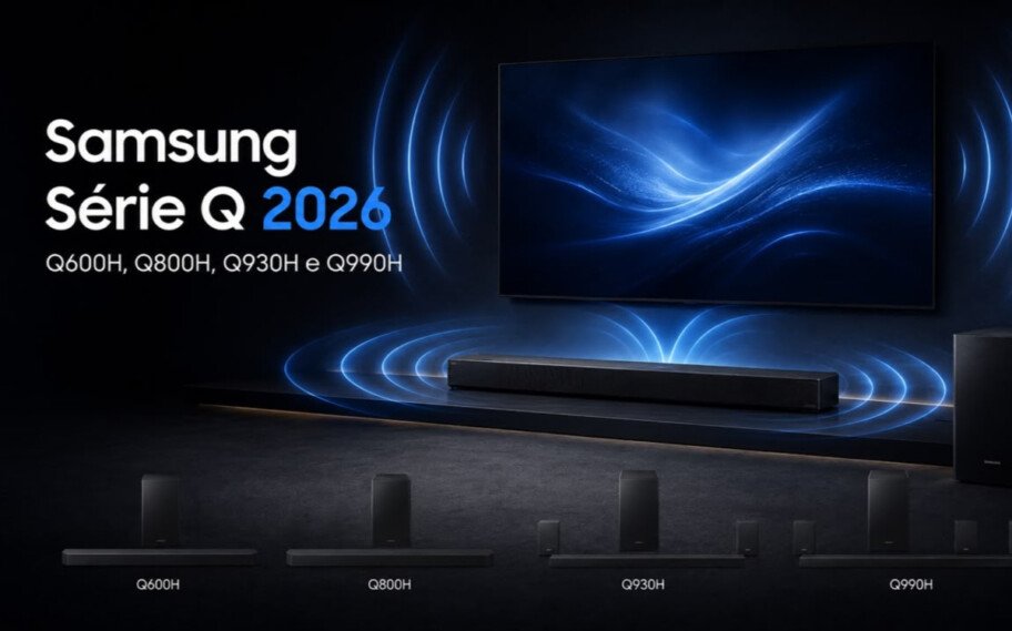 Série Q 2026 da Samsung eleva áudio com IA e Wi-Fi sem mudar o desenho das soundbars - Imagem do artigo original