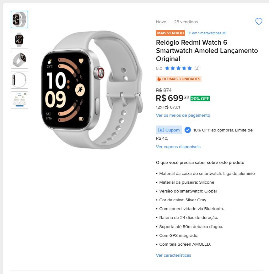 Redmi Watch 6 recebe tela AMOLED de 2000 nits e bateria que dura até 24 dias - Imagem do artigo original