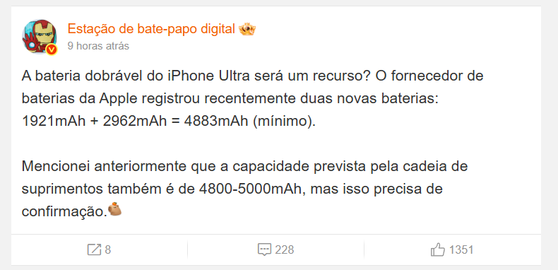 iPhone Fold: bateria dupla surpreende, mas autonomia ainda divide opiniões - Imagem do artigo original