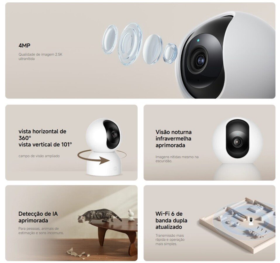 Xiaomi Smart Camera C401 chega com Wi-Fi 6 e IA avançada: vale a compra? - Imagem do artigo original