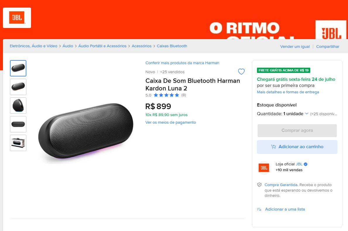 Harman Kardon Luna 2 chega ao Brasil: potência hi-fi, bateria de 12 h e resistência IP67 - Imagem do artigo original